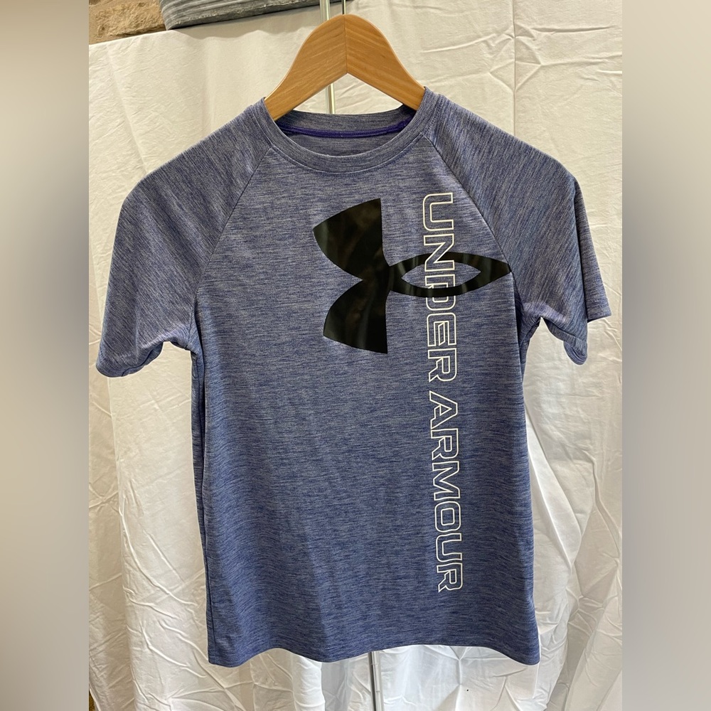 Boys' UA Tech™ Split Logo Hybrid Short Sleeve blue Heather